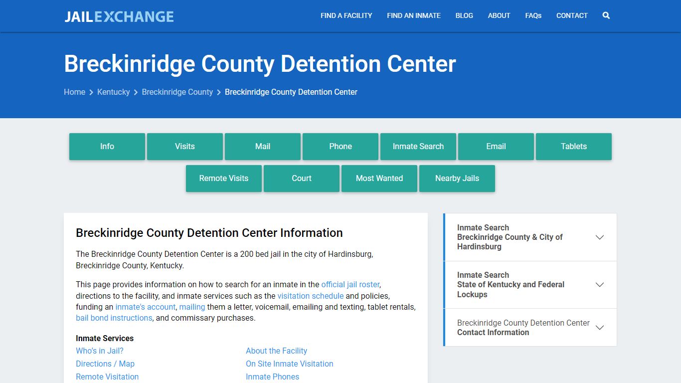 Breckinridge County Detention Center, KY Inmate Search, Information